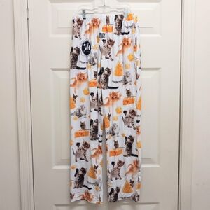 Brief Insanity Cat Pajama Pants Women’s Size Small White Mars Castle Logo